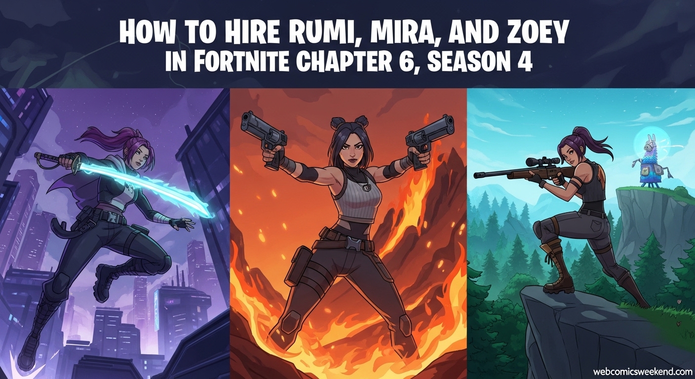 How to hire Rumi, Mira, and Zoey in Fortnite Chapter 6, Season 4