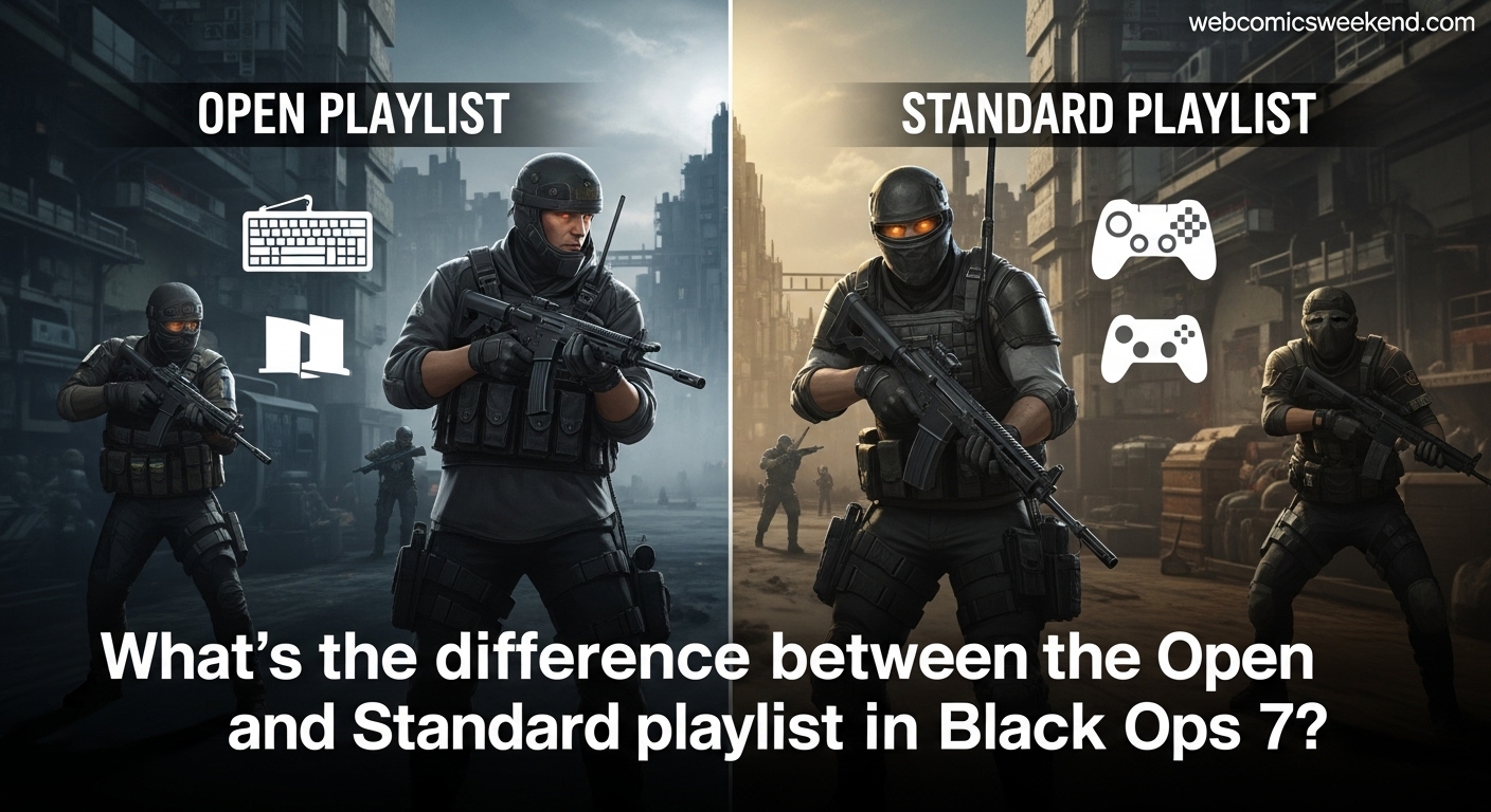 What's the difference between the Open and Standard playlists in Black Ops 7