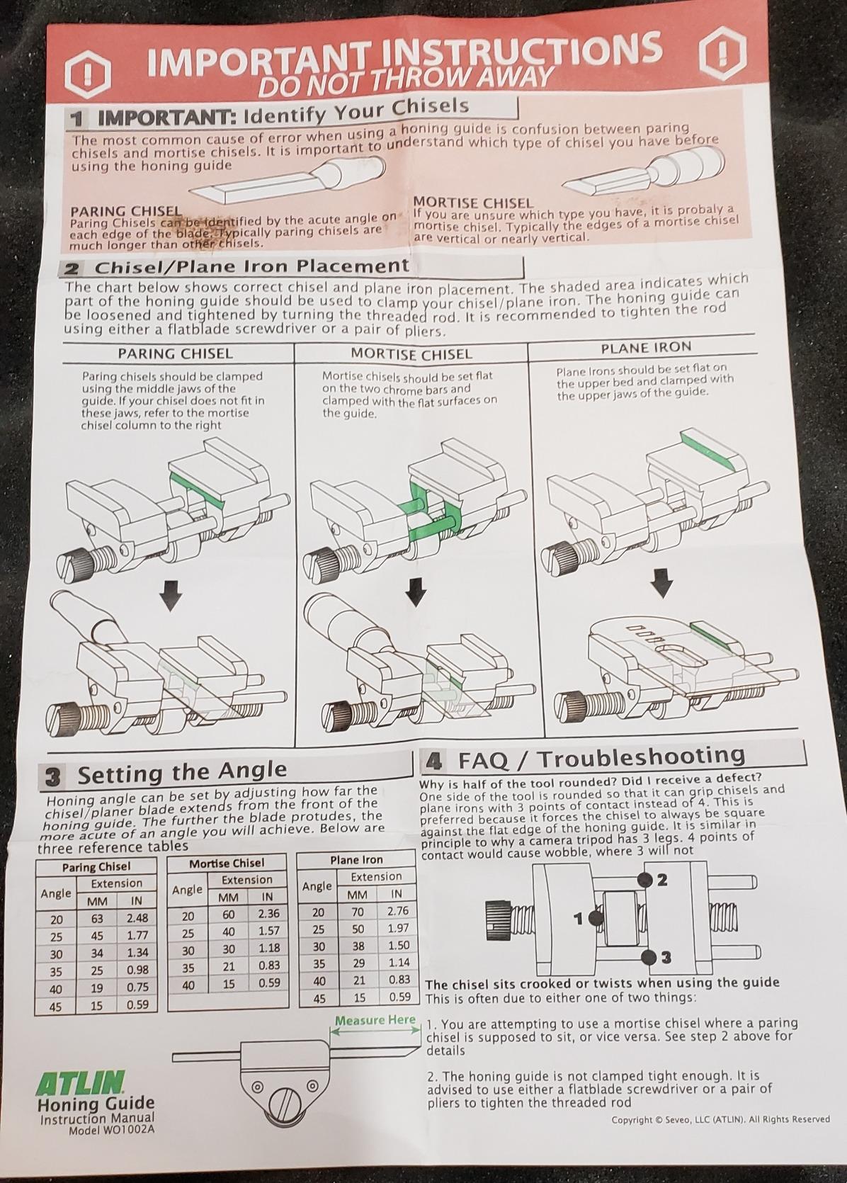 ATLIN Honing Guide - Sharpening Jig for Chisels 1/8â to 1-7/8â, Planer Blades 1-3/8â to 3-1/8â - Customer Photo 4