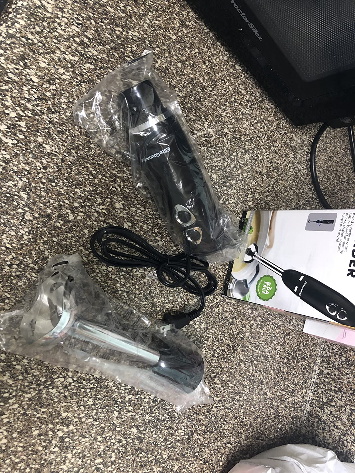 Elite Gourmet EHB1300 Cordless, Rechargeable Hand Blender, Variable Speed Blending with One-Touch Power Button, Stainless Steel Blades, Portable, Easy Control Stick Mixer, Baby Food, Charcoal Grey - Customer Photo 2