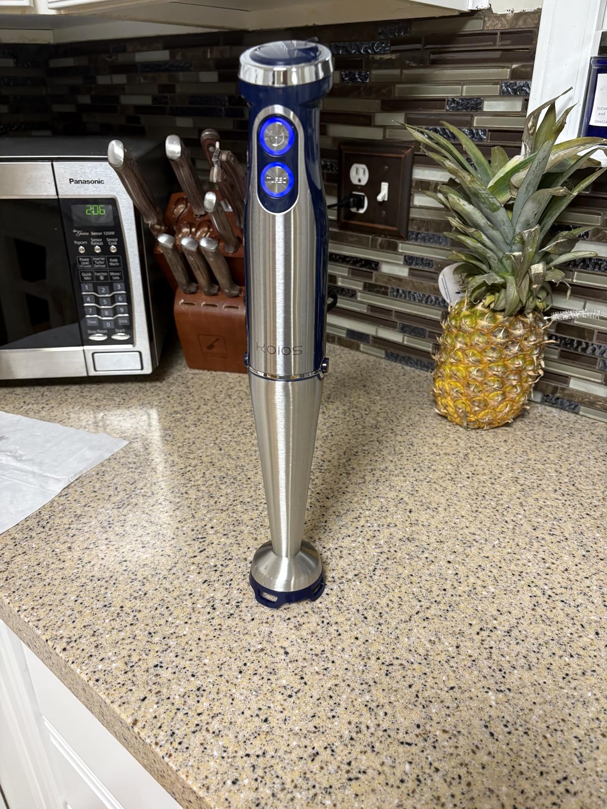 KOIOS Immersion Blender, 1000W Anti-scratch 3-in-1 Hand Blender, Upgraded 12 Speed Stainless Steel Blade Stick Blenders with Turbo Mode, Whisk and Milk Frother, Non-BPA - Customer Photo 2