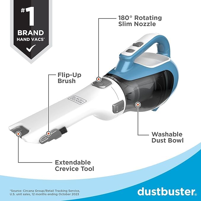 BLACK+DECKER dustbuster AdvancedClean Handheld Vacuum Cordless, Compact Home and Car Vacuum with Crevice Tool, Rotating Nozzle and Charging Station, Large Dust Bowl, CHV1410L customer photo 1