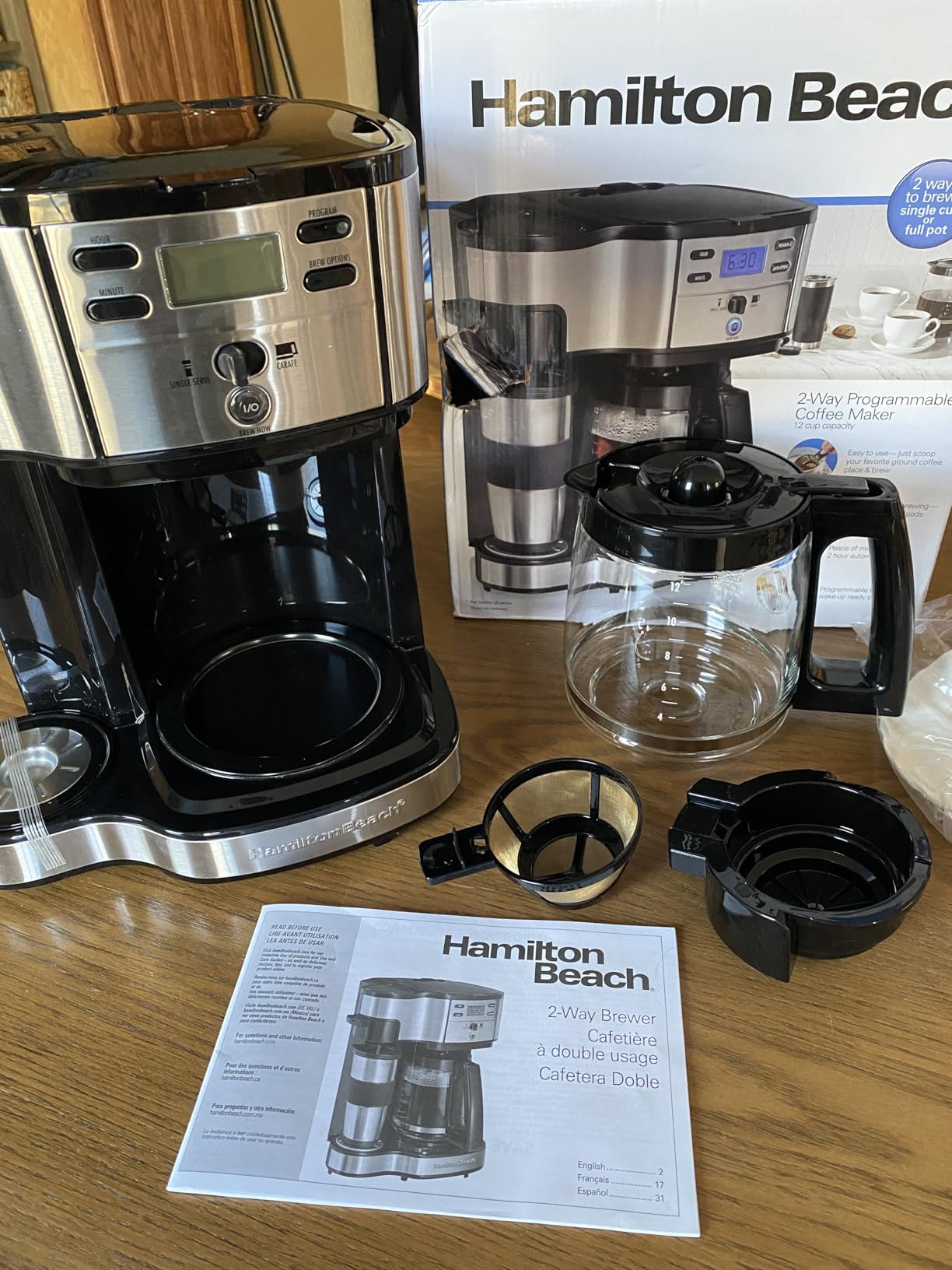Hamilton Beach 2-Way Programmable Coffee Maker, 12 Cup Glass Carafe And Single Serve Coffee Maker, Black with Stainless Steel Accents, 49980RG customer photo 1