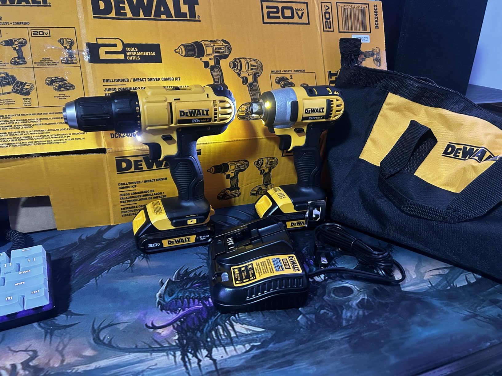 DEWALT 20V MAX Cordless Drill and Impact Driver Combo Kit, Includes 2 Batteries, Charger and Bag (DCK240C2) customer photo 2