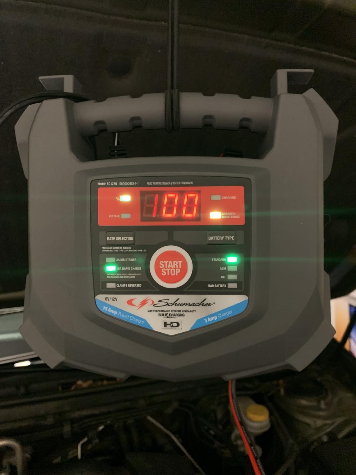 Schumacher Electric 15A Car Battery Charger and Maintainer, 4-in-1 Solution, for 6V/12V Power Sport, Automotive, and Marine Batteries, SC1280 customer photo 2