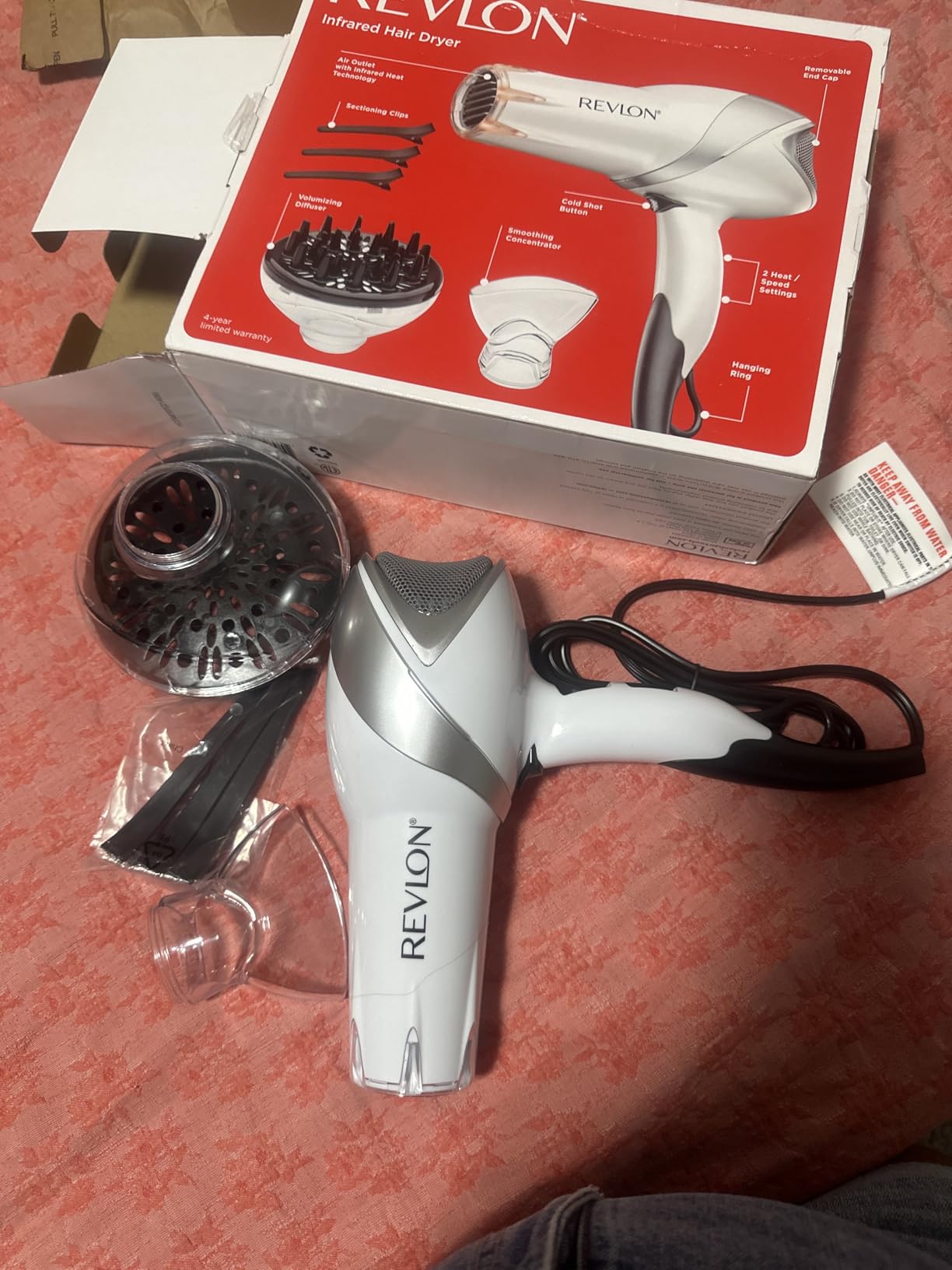 REVLON Infrared Hair Dryer with Diffuser & Concentrator - Ionic Ceramic Blow Dryer for Frizz Control, Shine, Soft Hair & Moisture Protection - 1875W Professional Salon-Quality customer photo 2