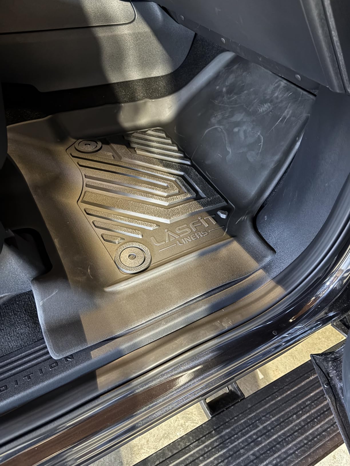 LASFIT Floor Mats for Ford F-150 2015-2026 | F150 Lightning 2022-2025 SuperCrew (Rear w/o Fold Flat Storage) Carpet Floor All Weather Protector TPE Truck Liners- 1st & 2nd Row, 3pcs Black customer photo 1