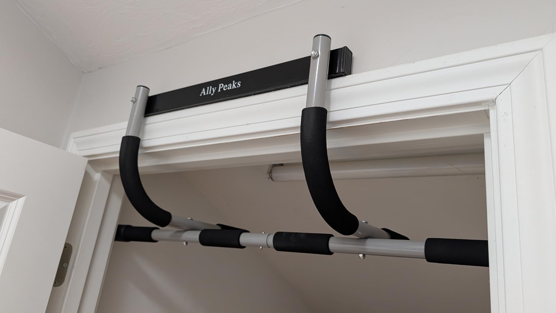 Ally Peaks Pull Up Bar for Doorway | Thickened Steel Max Limit 440 lbs Upper Body Fitness Workout Bar| Multi-Grip Strength for Doorway | Indoor Chin-Up Bar Fitness Trainer for Home Gym Portable customer photo 1