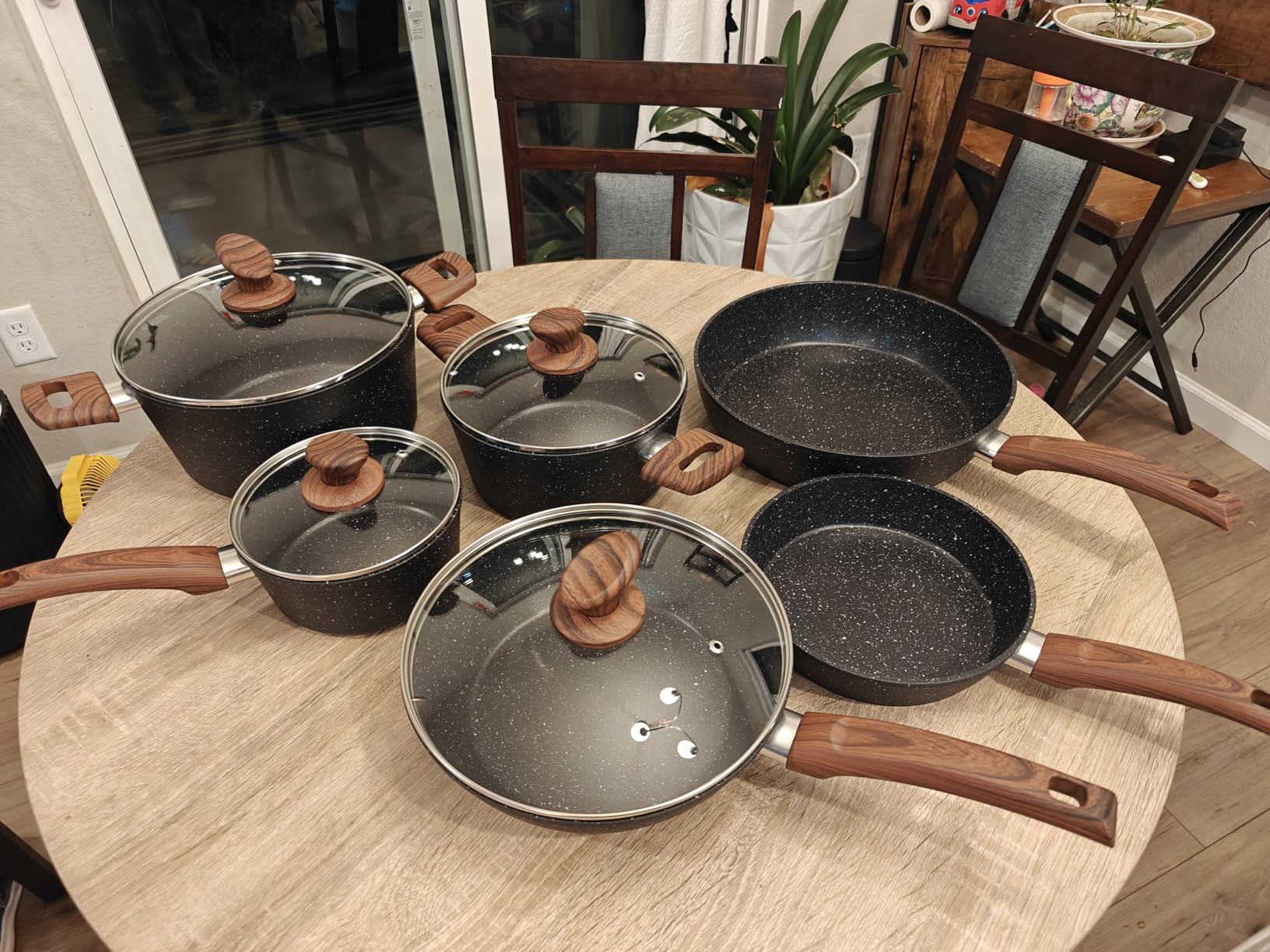 Kitchen Academy Induction Cookware Sets - 12 Piece Cooking Pan Set, Granite Black Nonstick Pots and Pans Set customer photo 2