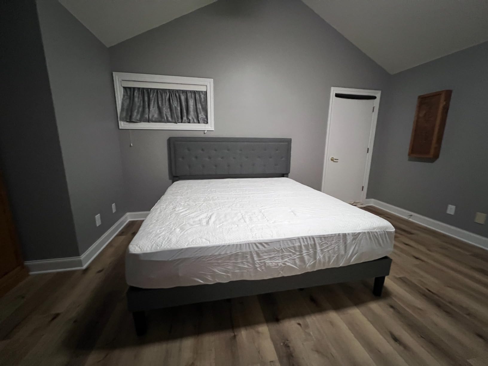 Allewie Queen Size Button Tufted/Fabric Upholstered Bed Frame with Adjustable Headboard/Wood Slat Support/Mattress Foundation/Beige customer photo 2