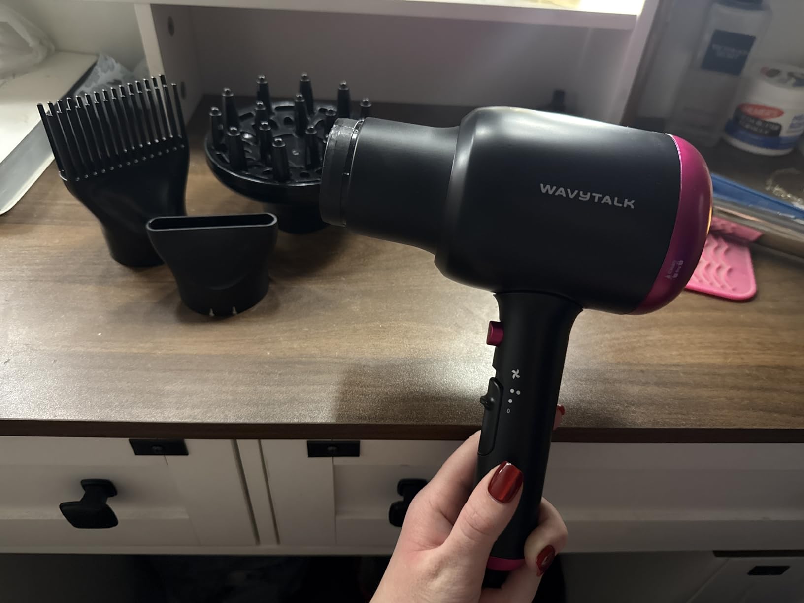 Wavytalk Hair Dryer, Blown Away Ionic Hair Dryer for Curly Hair with Diffuser, 1875W Fast Drying Blow Dryer with Ceramic Technology, 3 Attachments for All Hair Types, Light and Quiet, Rose Gold customer photo 1