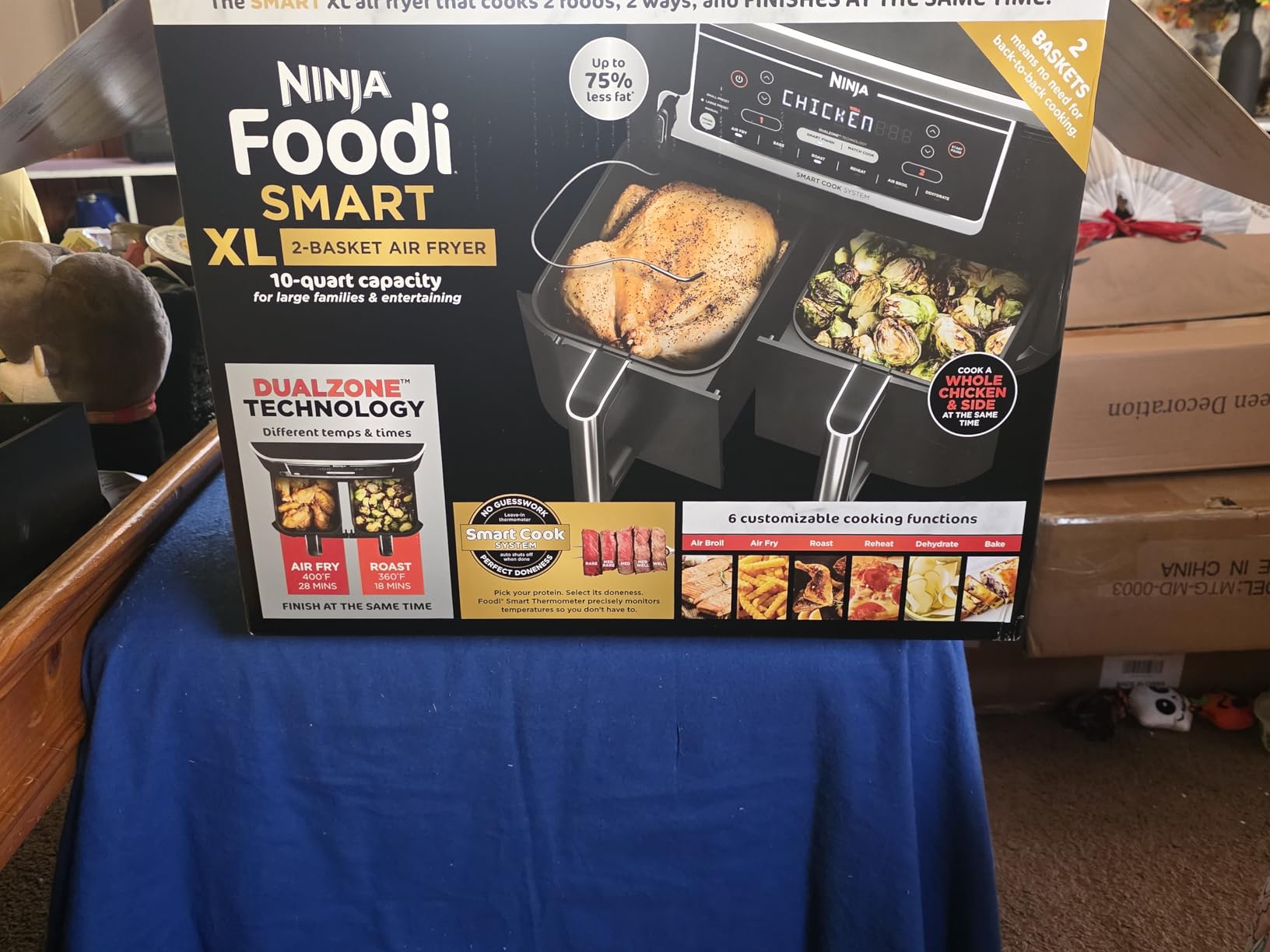 Ninja DZ550 Foodi 10 Quart 6-in-1 DualZone Smart XL Air Fryer with 2 Independent Baskets, Smart Cook Thermometer for Perfect Doneness, Match Cook & Smart Finish to Roast, Dehydrate & More, BLACK customer photo 1