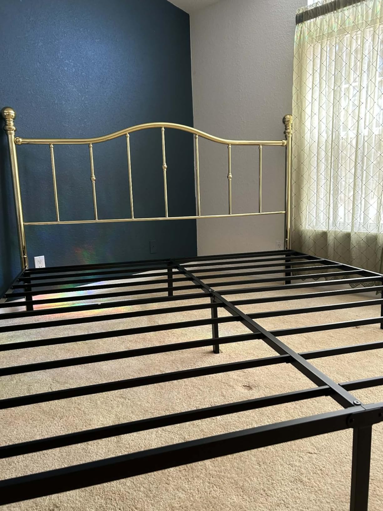 NEW JETO Metal Bed Frame, Queen Size Bed Frame with Storage Space, Heavy Duty Sturdy Mattress Foundation, Easy Assembly, No Box Spring Needed, Black, 14 Inch, Queen customer photo 2