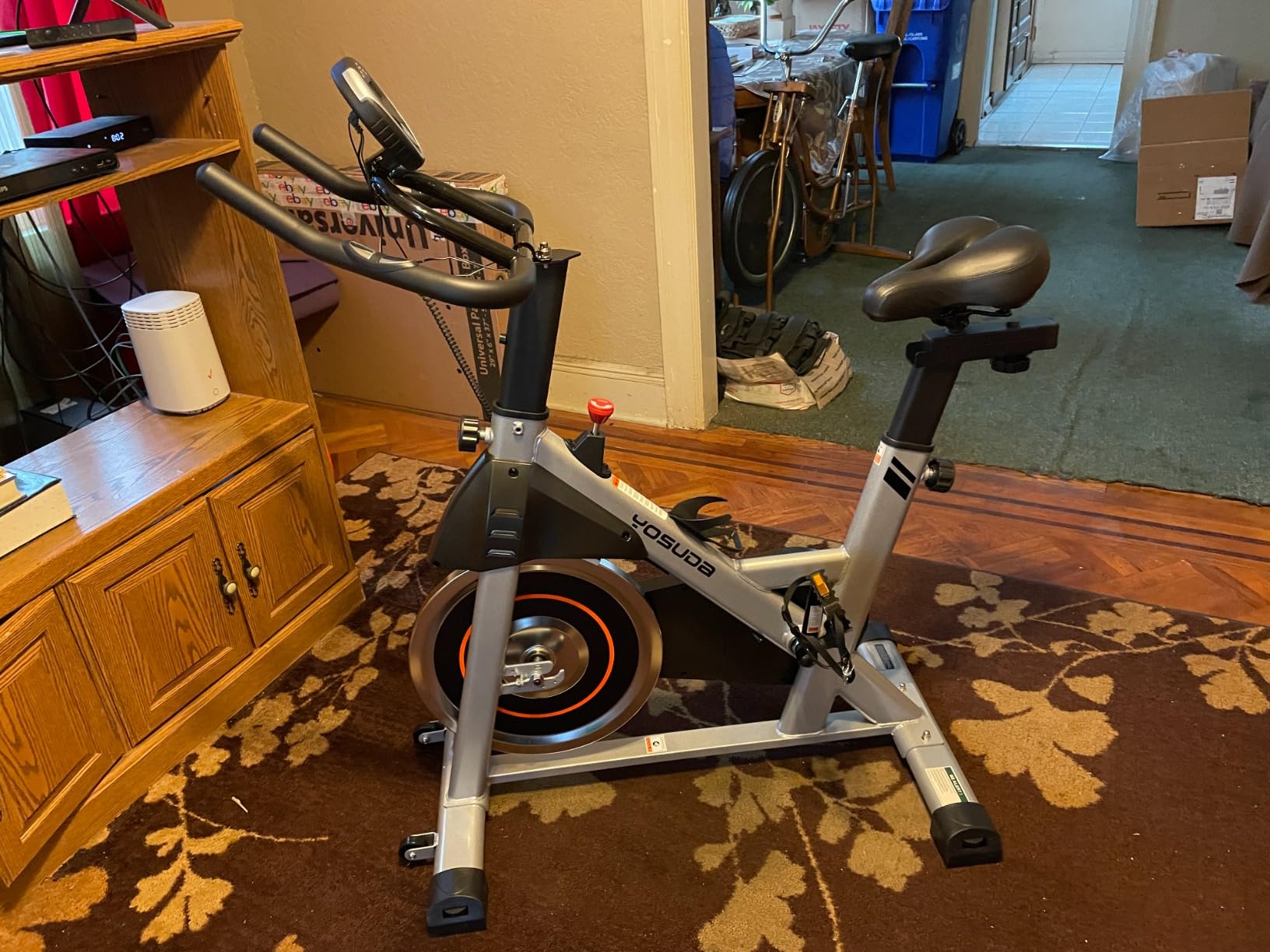 Exercise Bike, Brake Pad Stationary Bike for Home with Exclusive App, Magnetic Indoor Cycling Bike with 300 lb Weight Capacity, Low Noise, Tablet Holder and Fitness Courses for Weight Loss customer photo 1