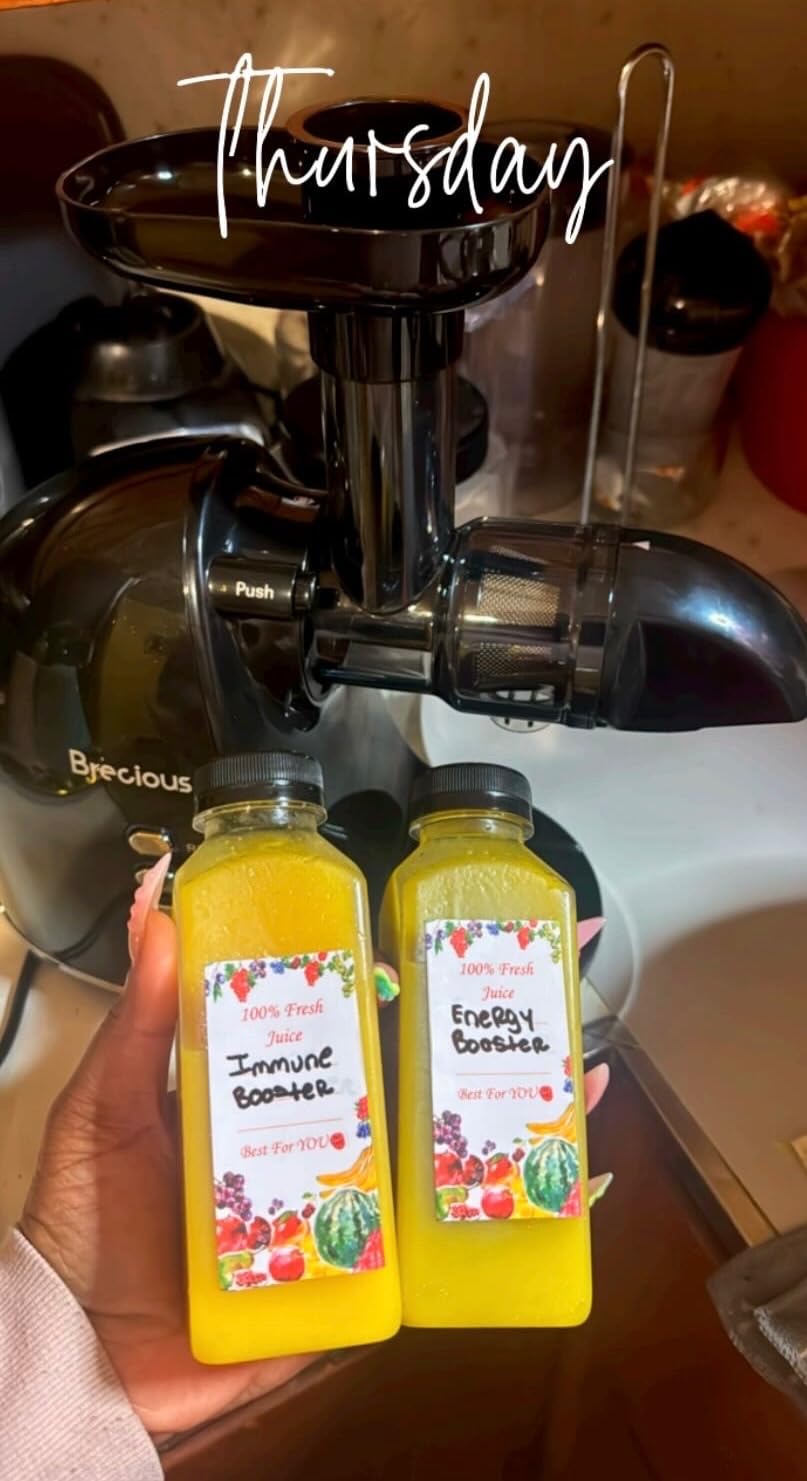 Slow Masticating Juicer, Brecious Cold Press Juicers with 2 Speed Modes & Quiet Motor, Juicers Machines Vegetable and Fruit with Reverse Function, Celery Juicer, BPA-Free, Easy to Clean (Black) customer photo 1