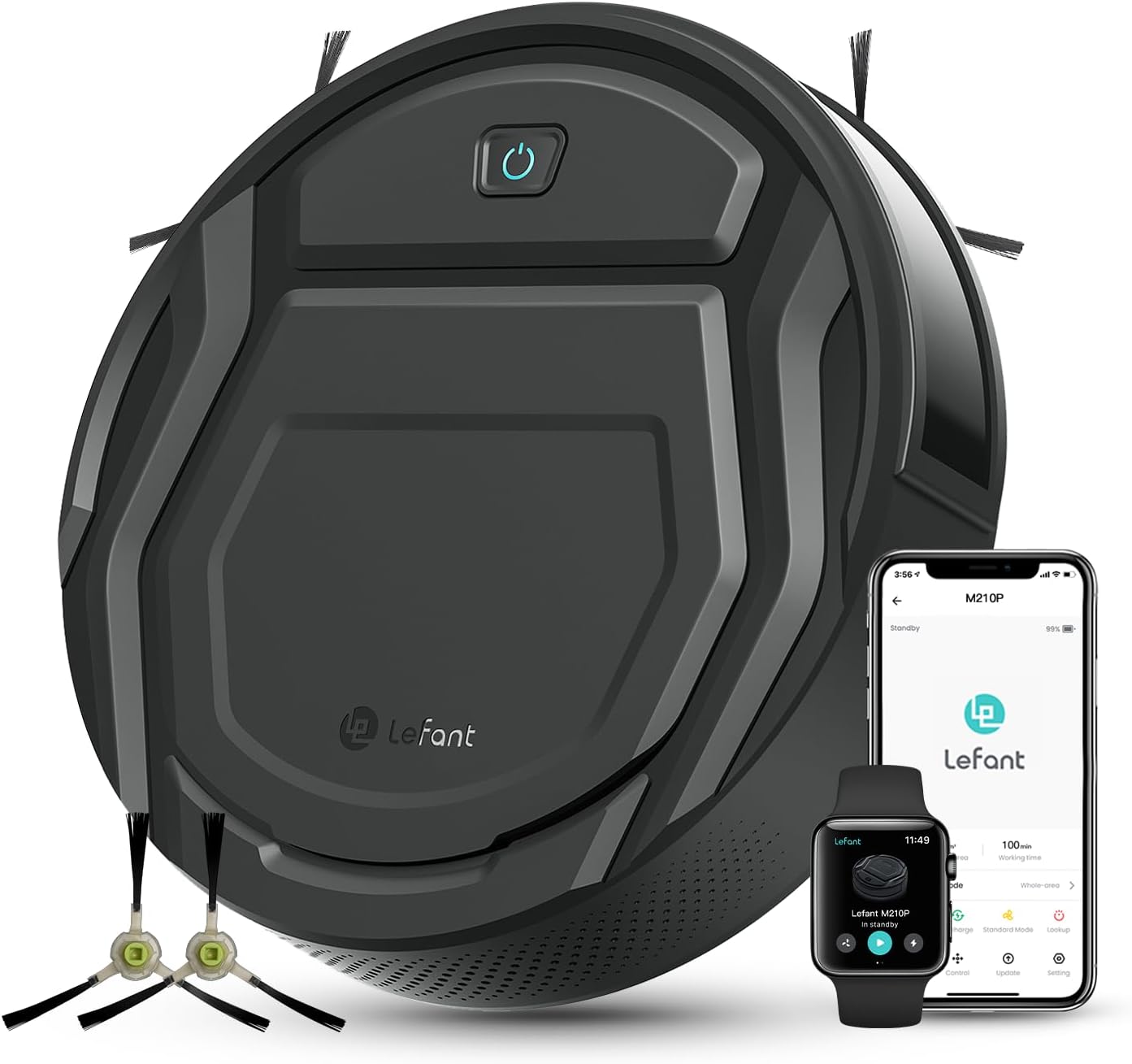 Lefant Robot Vacuum Cleaner M210 Pro,Slim,Quiet,2200Pa Suction,120 Min Self-Charging Robotic Vacuums, Freemove 3.0,WiFi/APP/Alexa,6 Cleaning Modes Ideal for Hard Floors Pet Hair Low Carpet,Black customer photo 1