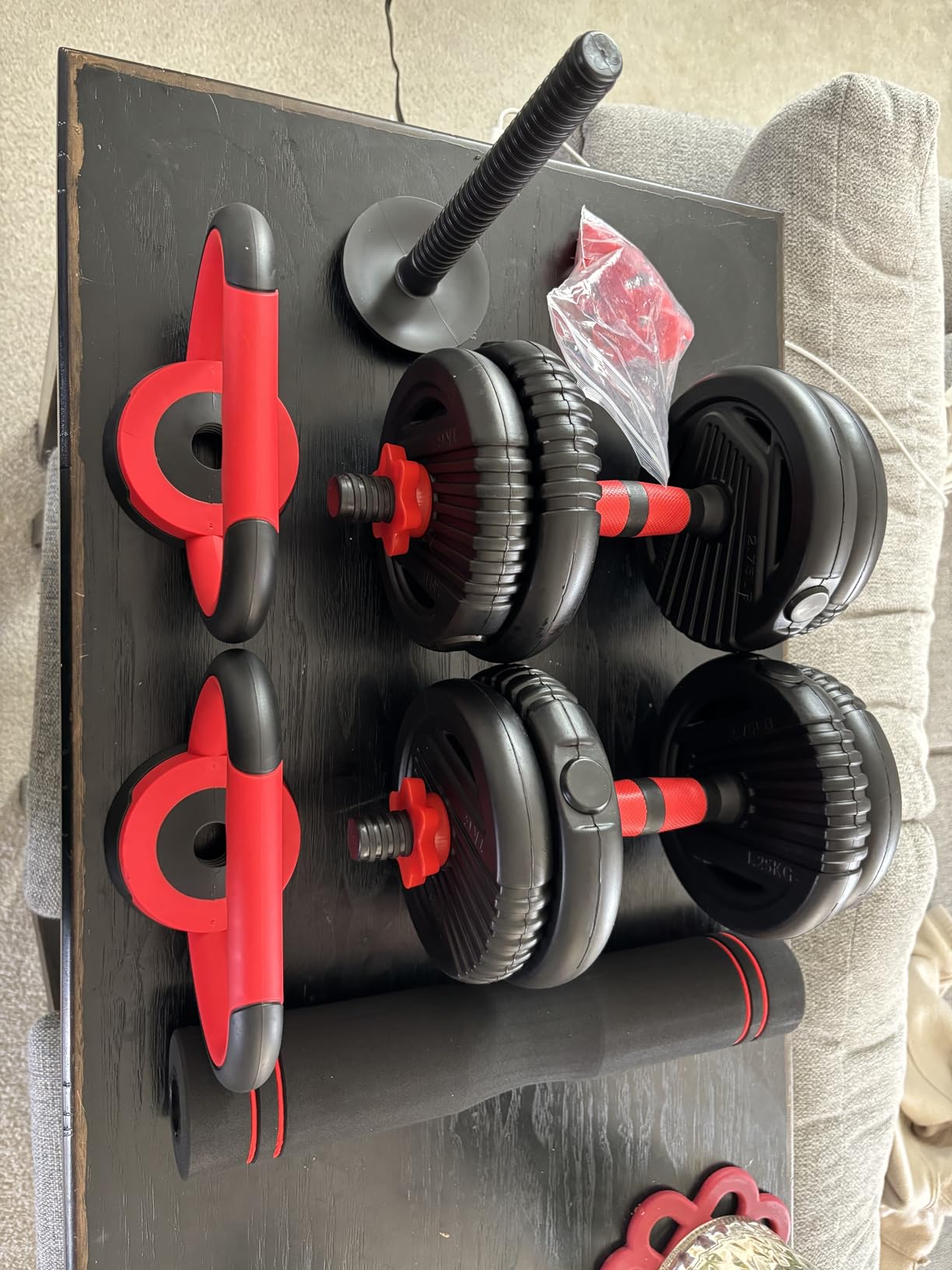 Adjustable Dumbbells, 20/30/45/70/90lbs Free Weight Set with Connector,5 in1 Dumbbells Set Used as Barbell,Kettlebells,Push up Stand,Fitness Exercises for Home Gym Suitable Men/Women customer photo 1