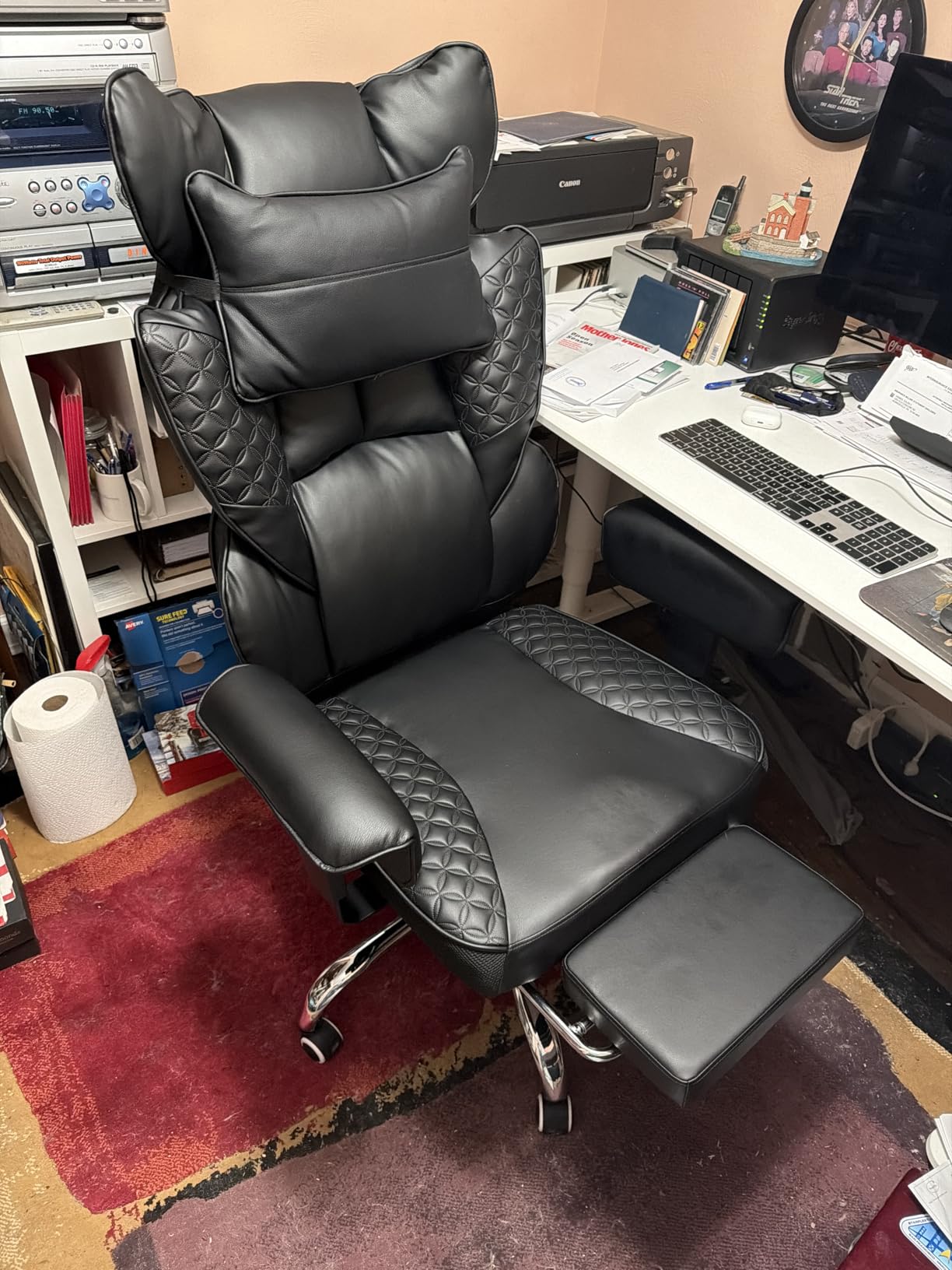 GTPLAYER Big and Tall Gaming Chair 400lbs Heavy Duty Office Chair with Foot Rest & Ergonomic Pocket Spring Lumbar Support, High Back 3D Saddle Shaped Cushion for Back Pain Relief, Matte-Black customer photo 1