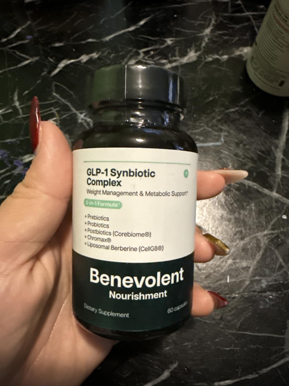 Benevolent Glp-1 Support | 5-in-1 Synbiotic with Akkermansia, MetSyn®, Chromax® & Liposomal Berberine | Natural GLP 1 Probiotics Supplement for Weight Management & Metabolic Balance, 60 Ct customer photo 2