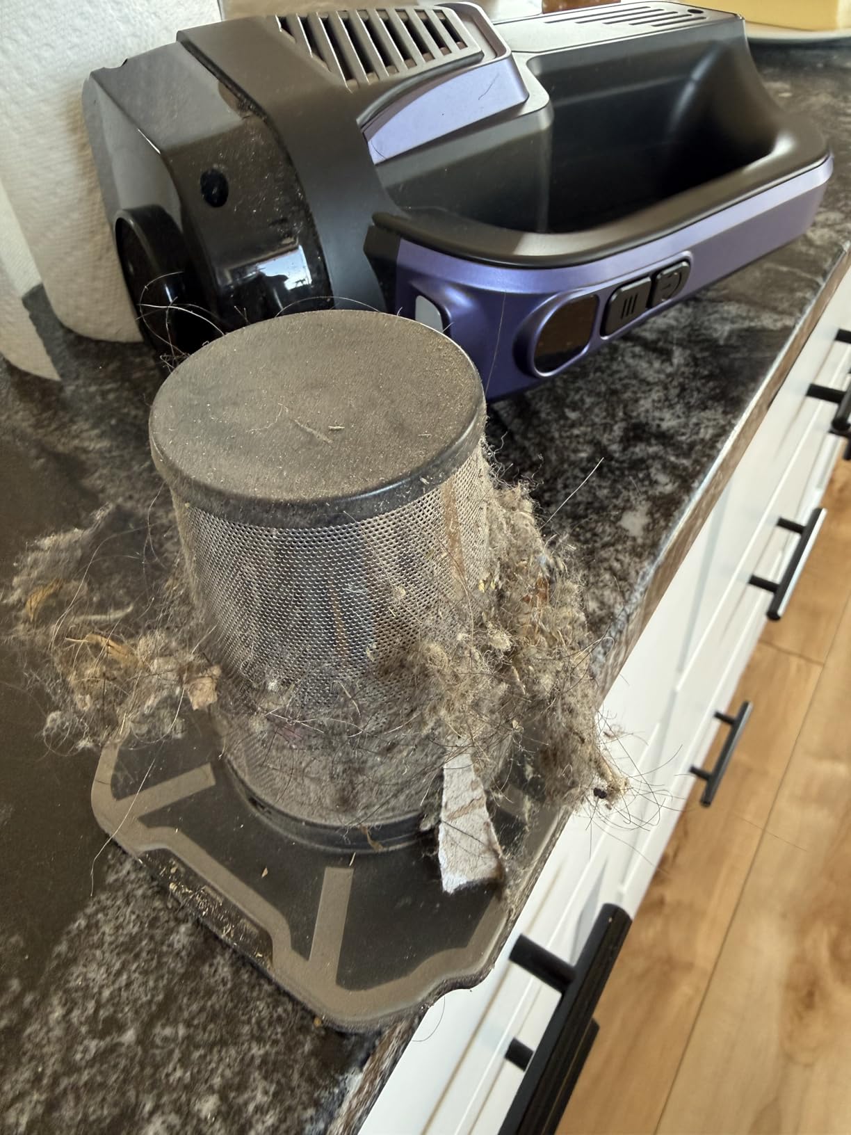 Pet Hair Handheld Vacuum Cordless: 20000PA High Power Car Vacuum with Motorized Brush and LED Light, Rechargeable Hand Held Vacuum Cleaner with Reusable Filter for Car, Home, Office & Pet, Purple customer photo 2