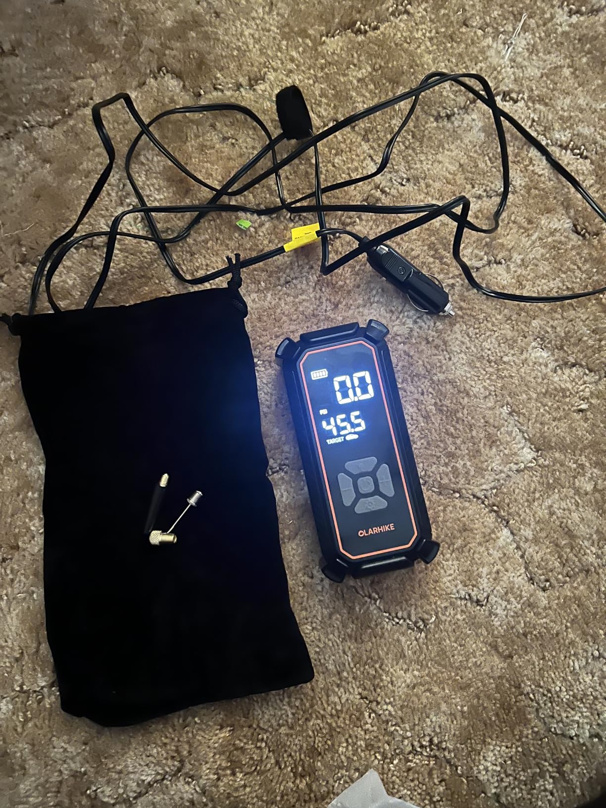 OlarHike Cordless Tire Inflator Portable Air Compressor, 150PSI Dual Power - 6000mAh & 12V DC, Air Pump for Car Tires, Bike, Motorcycle, Balls with LED & Digital Pressure Gauge, Car Gifts customer photo 1