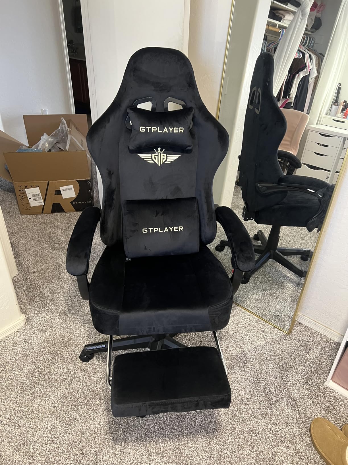 GTPLAYER Gaming Chair Fabric with Pocket Spring Cushion, Big and Tall Gamings Chairs 350LBS High Back Computer Chair with Footrest for Adults Lumbar Support Swivel Game Chair for Office Light Black customer photo 2