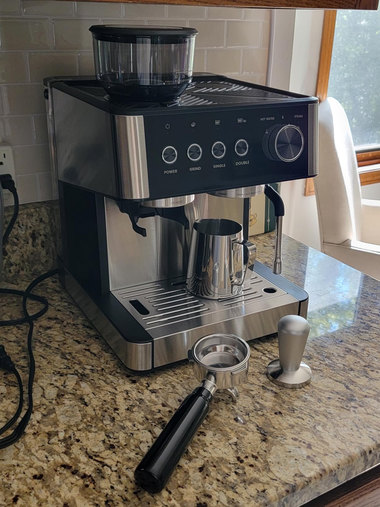 COWSAR 20 Bar Espresso Machine with Grinder & Milk Frother Steam Wand, 58mm Expresso Coffee machines, Commercial Stainless Steel Coffee Maker for Cappuccino and Latte, Perfect for Home and Café Use customer photo 1