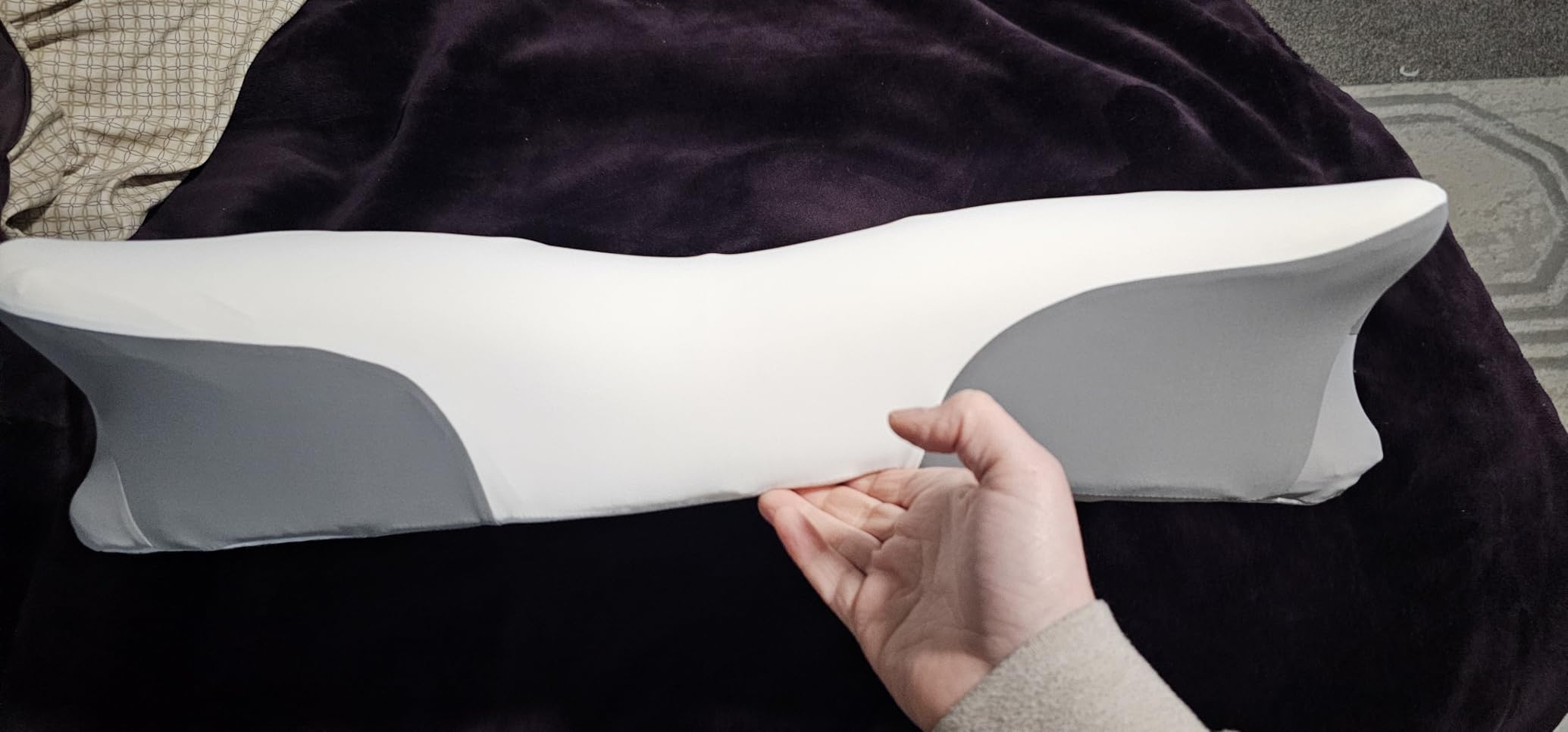 Cervical Neck Pillow for Pain Relief, Bed Pillows for Sleeping, Ergonomic Cooling Pillow, Orthopedic Contour Pillow for Side Back Stomach Sleepers,Neck Support Memory Foam Pillows (White&Grey) customer photo 2