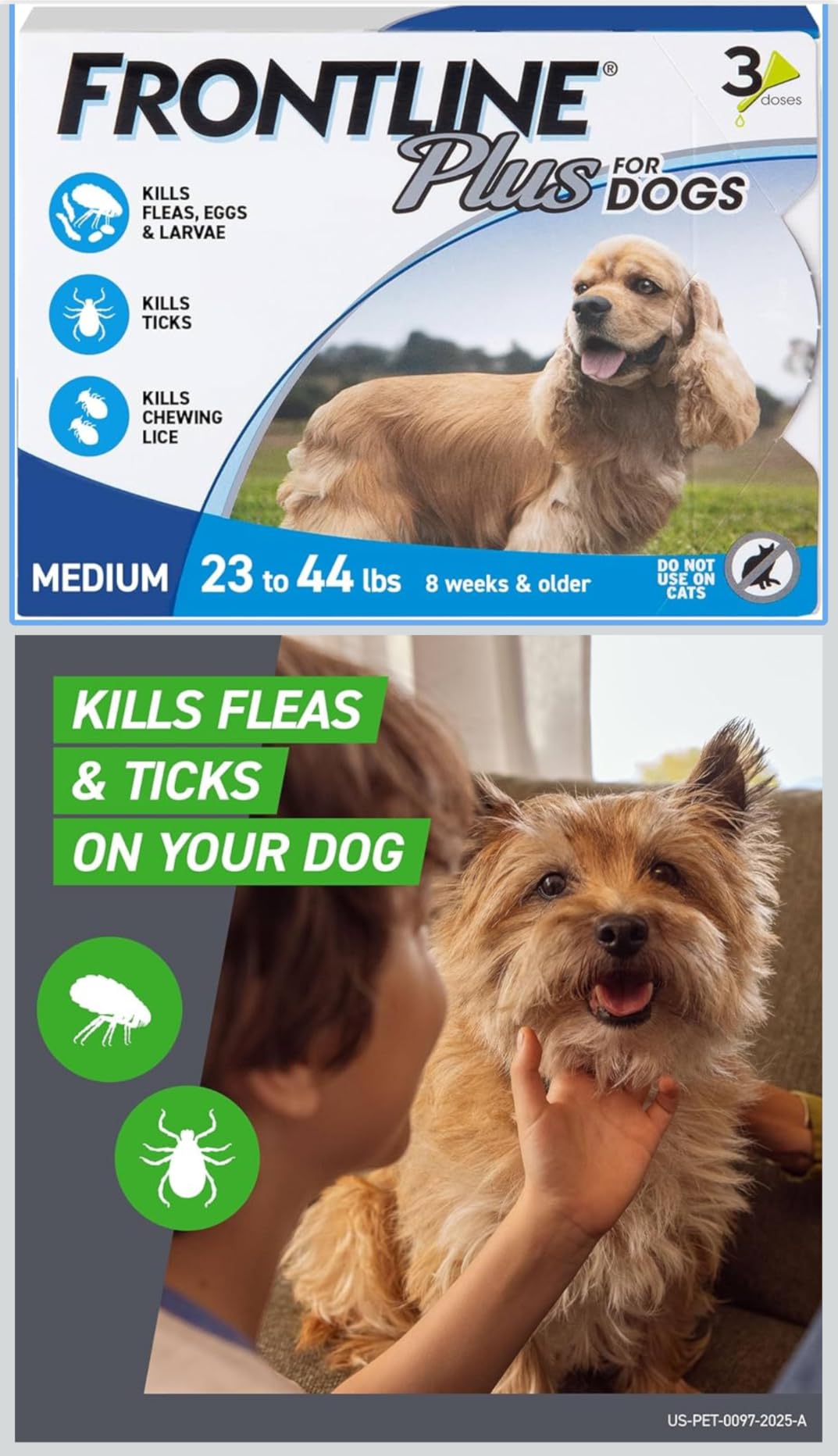 FRONTLINE Plus Flea and Tick Treatment for Medium Dogs Up to 23 to 44 lbs. 3 Treatments customer photo 1