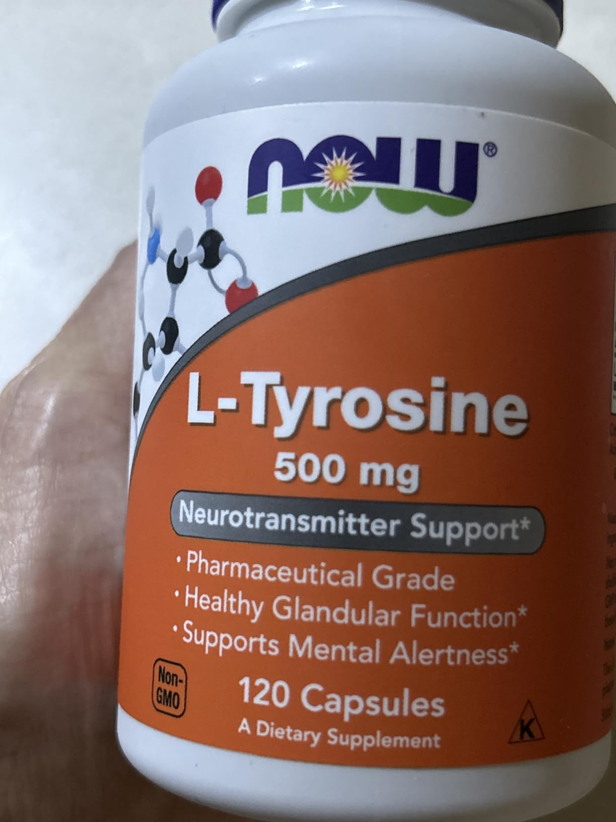 NOW Supplements, L-Tyrosine 500 mg, Supports Mental Alertness*, Neurotransmitter Support*, 120 Capsules customer photo 1