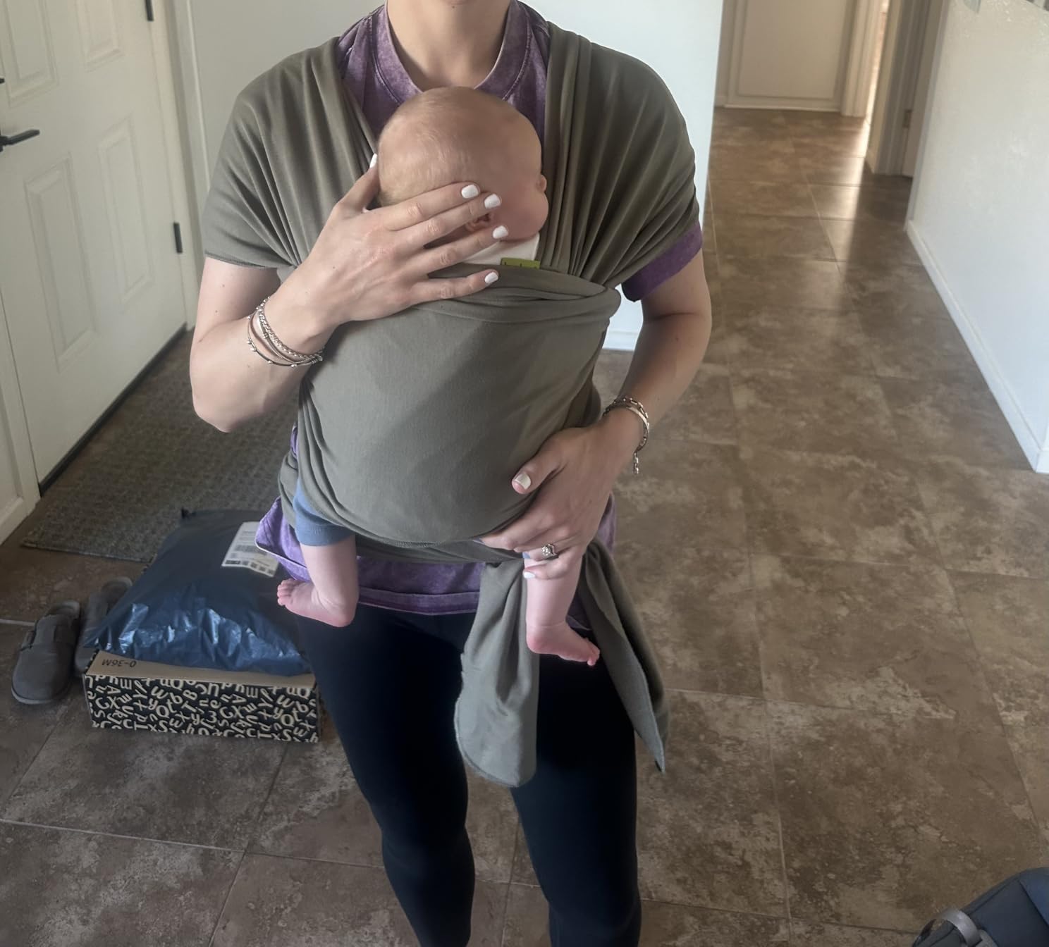 Boba Baby Wrap Carrier - Original Baby Sling Carrier for Newborns (7-35 lbs), Soft, Secure, Hands-Free & Ergonomic, Ideal for Comfortable Bonding, New Parents (Grey) customer photo 2