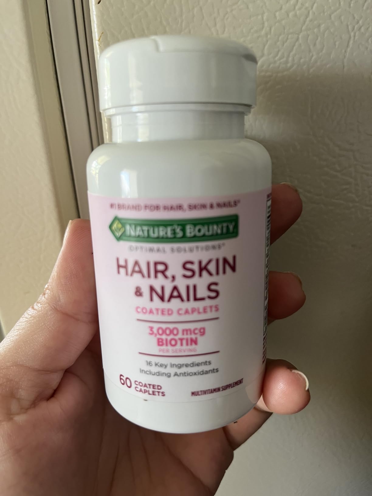 Nature's Bounty Optimal Solutions Hair, Skin & Nails Formula, with 3,000 mcg Biotin, 60 Coated Caplets, 20 Total Servings customer photo 2