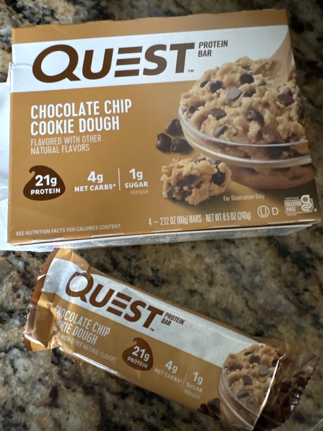 Quest Nutrition Chocolate Chip Cookie Dough Protein Bars, High Protein, Low Carb, Gluten Free, Keto Friendly, 12 Count customer photo 1