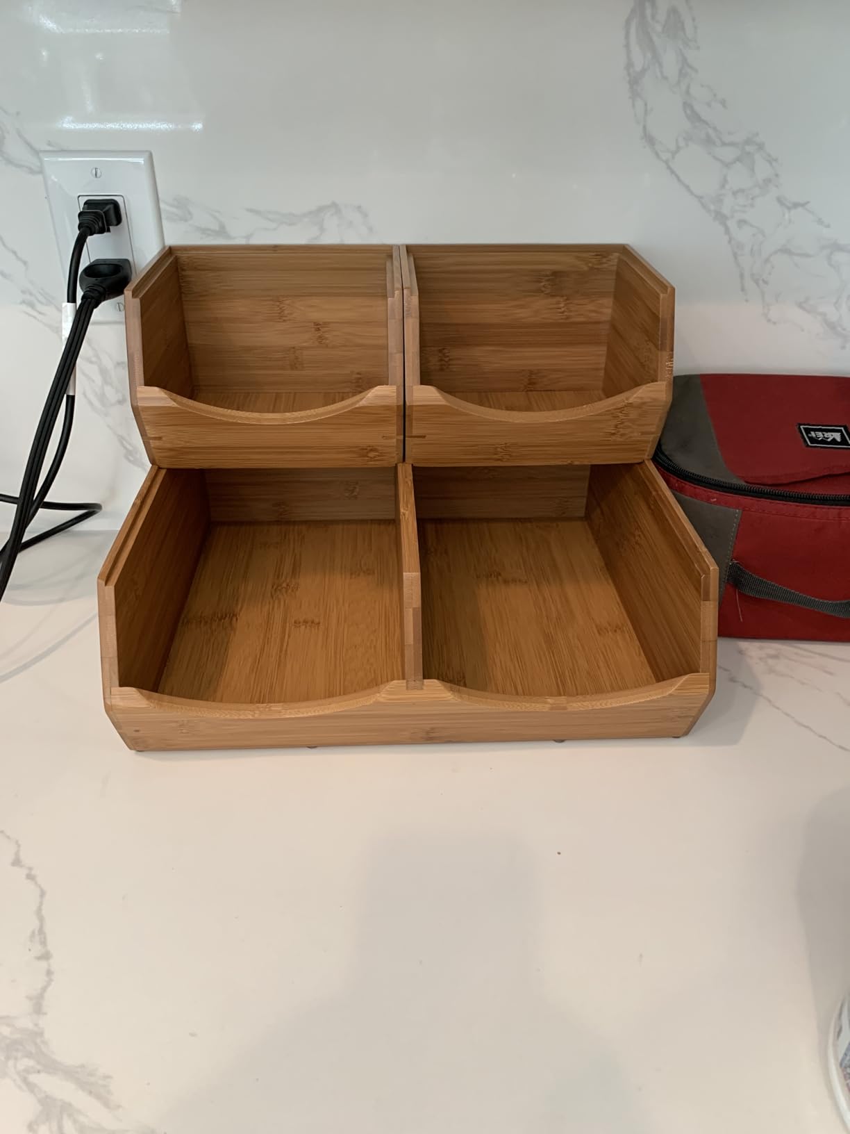 Seville Classics Bamboo Premium Organizer Storage Bins for Kitchen Silverware, Pantry, Closet, Office Desk, Pens, Utensils, Makeup, K Cup, Bamboo, Bin Set w/Dividers (5 Piece) customer photo 1