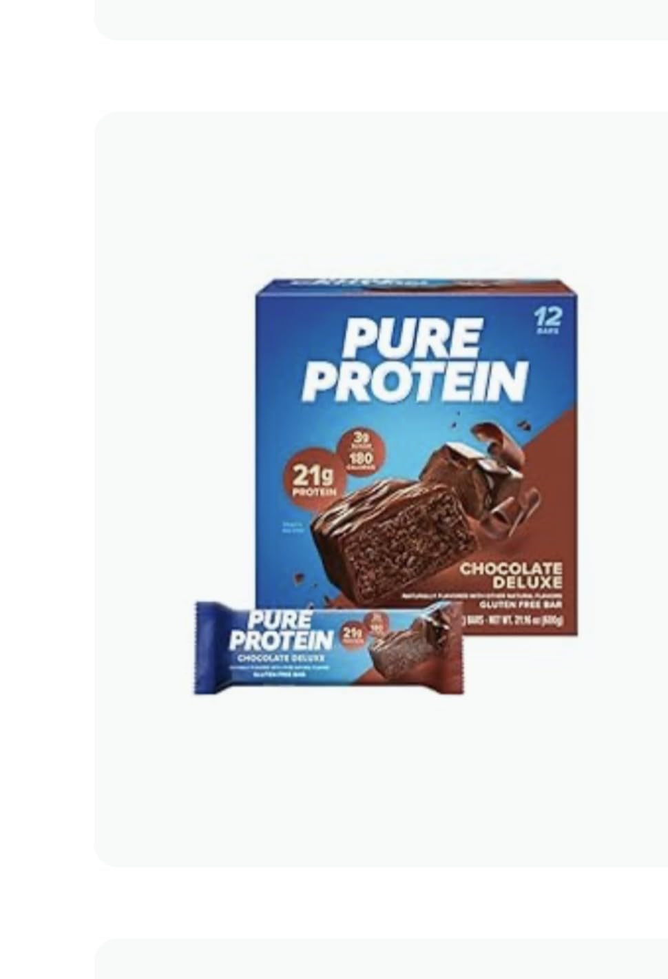 Pure Protein Chocolate Deluxe Protein Bars - 21g Protein, 3g Sugar, 190 Calories (12 count) Low Sugar* High Protein Snack - Gluten Free - Perfect for a Healthy Snack customer photo 1
