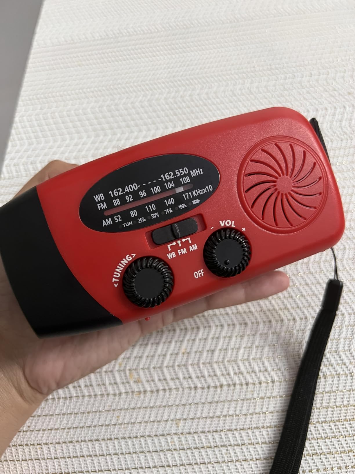 Solar Emergency Hand Crank Weather Radio, Portable Self Powered NOAA AM/FM Radios with SOS Alarm LED Flashlight 2000mAh Smart Phone USB Charger for Camping (Red) customer photo 2