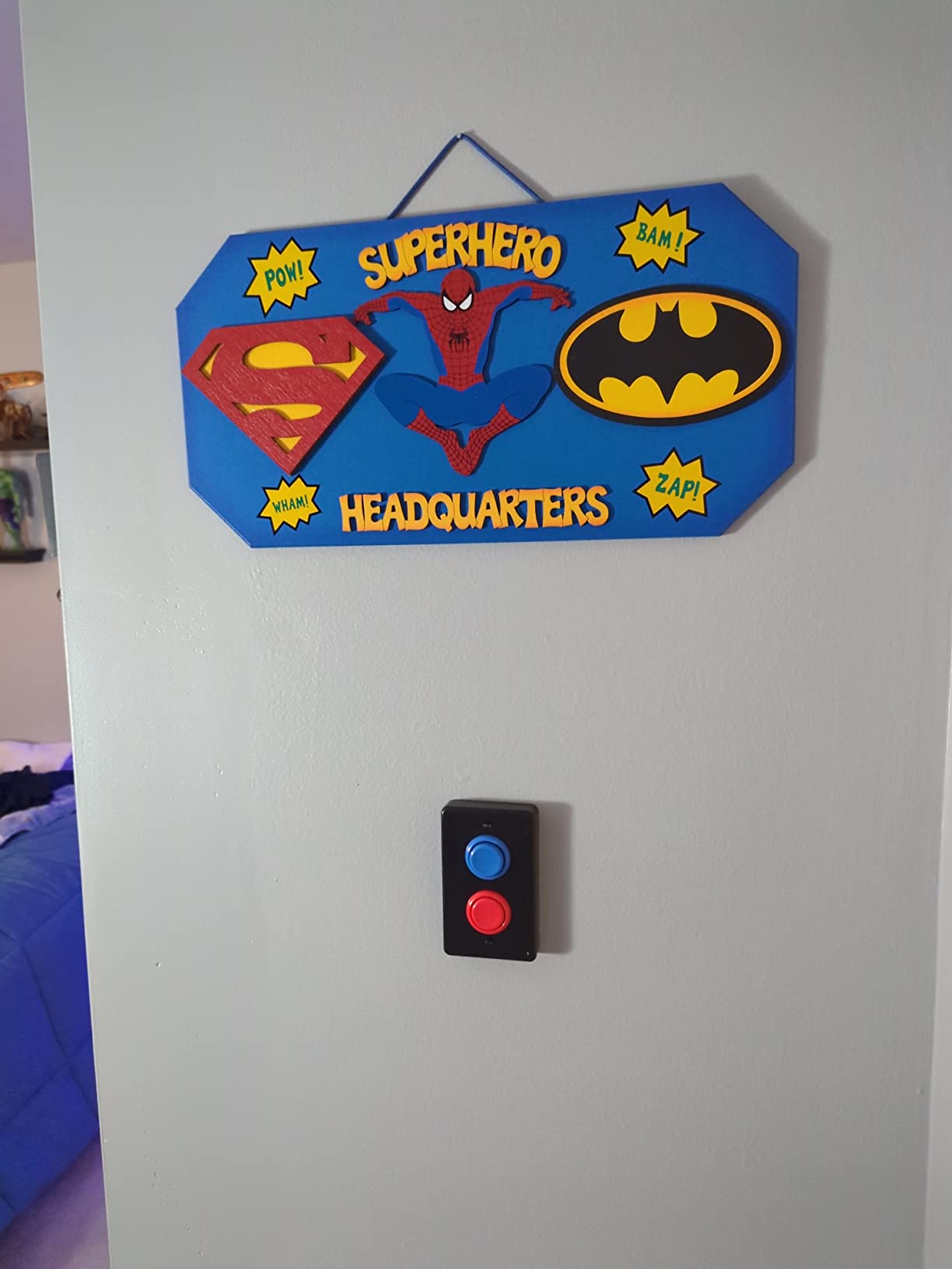 Arcade Light Switch Plate Cover, Single Switch (Black/Red/Blue), 1-Gang Standard Size Rocker Wall Plate, Game Room Decorator, Kid Bedroom Wallplate, Faceplate Replacement customer photo 2