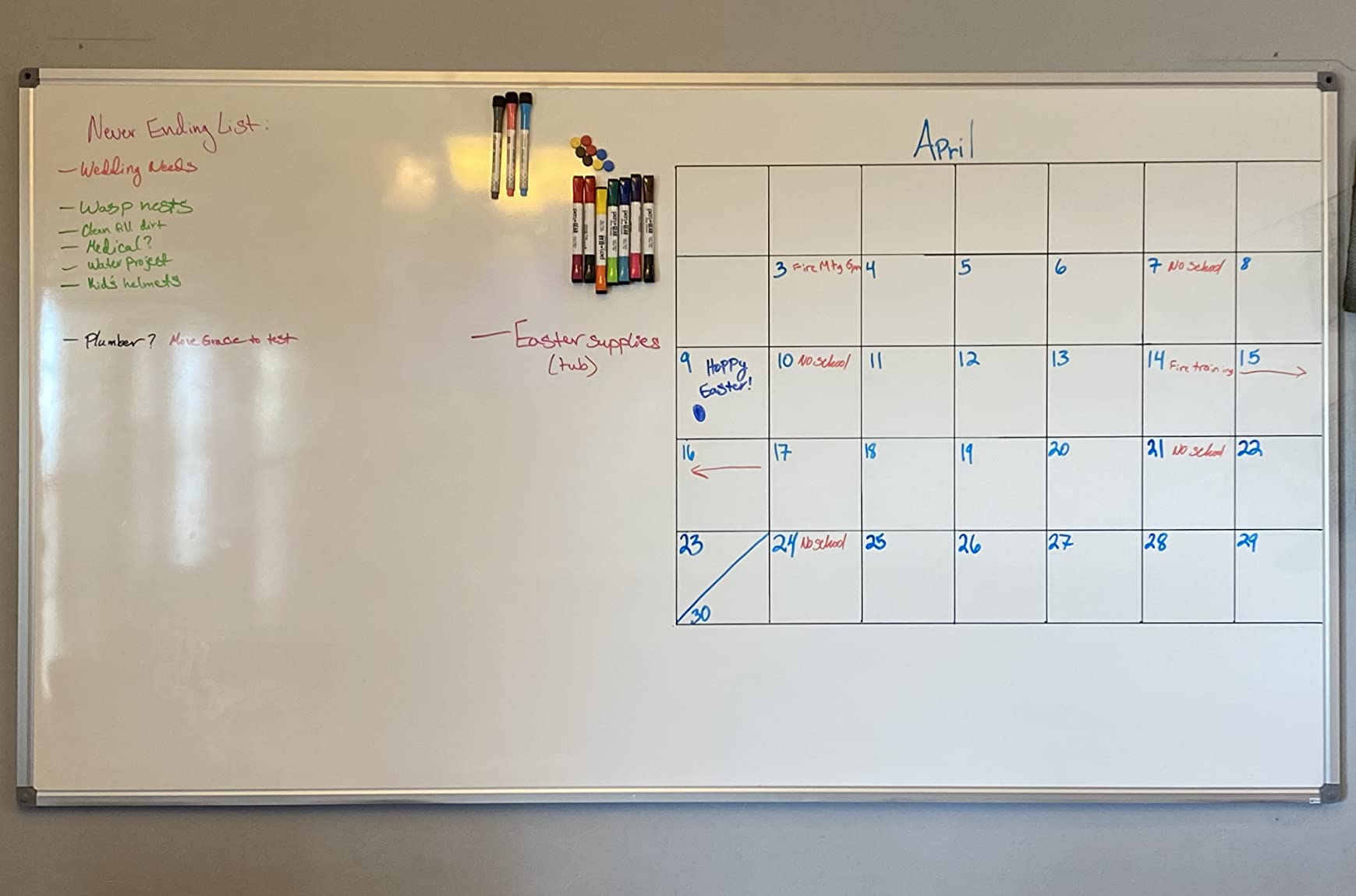 Lockways White Board Dry Erase Board 48 x 36 Inch, Magnetic Whiteboard 4 x 3, Silver Aluminium Frame, Set Including 1 Detachable Aluminum Marker Tray, 3 Dry Erase Markers, 8 Magnets customer photo 1