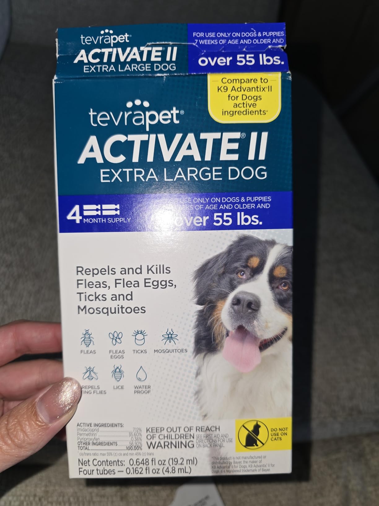 TevraPet Activate II Flea and Tick Prevention for Dogs, Extra Large Dogs 55+ lbs, Topical Drops, 4 Month Supply customer photo 1