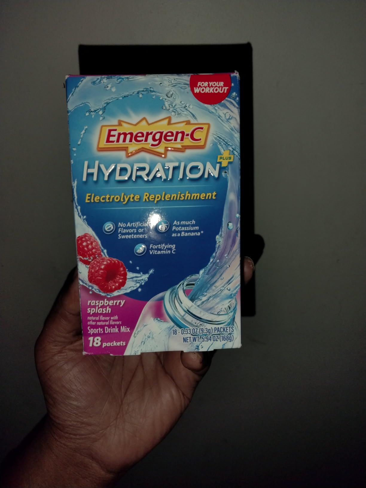 Emergen-C Hydration+ Sports Drink Mix With Vitamin C (18 Count, Raspberry Flavor), Electrolyte Replenishment, 0.33 Ounce Powder Packets customer photo 2