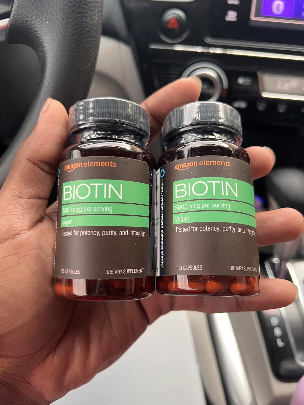 Amazon Elements Vegan Biotin 5000 mcg for Hair, Skin, and Nails, 130 Capsules, 4 Month Supply customer photo 1