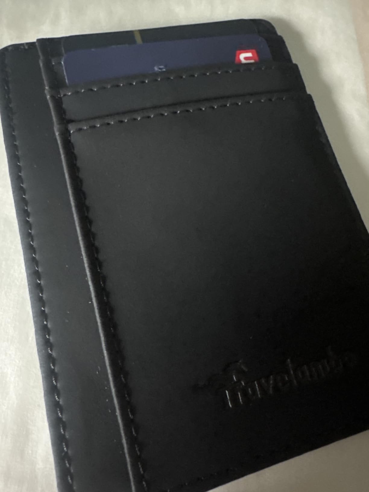 Slim Wallet Front Pocket Minimalist Leather RFID Blocking Medium Size customer photo 1