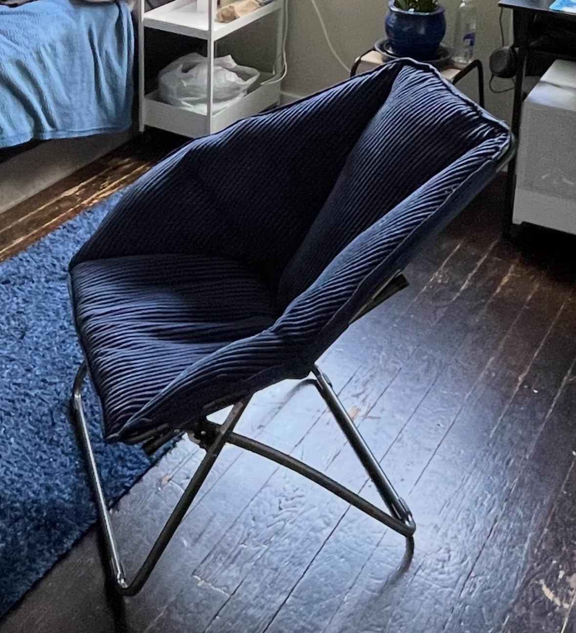 Zenithen Limited Hexagon Portable Durable Folding Comfortable Metal Frame Dish Chair for Gaming, Bedrooms, Dorm Rooms, and Living Rooms, Gray Corduroy (Pack of 2) customer photo 2
