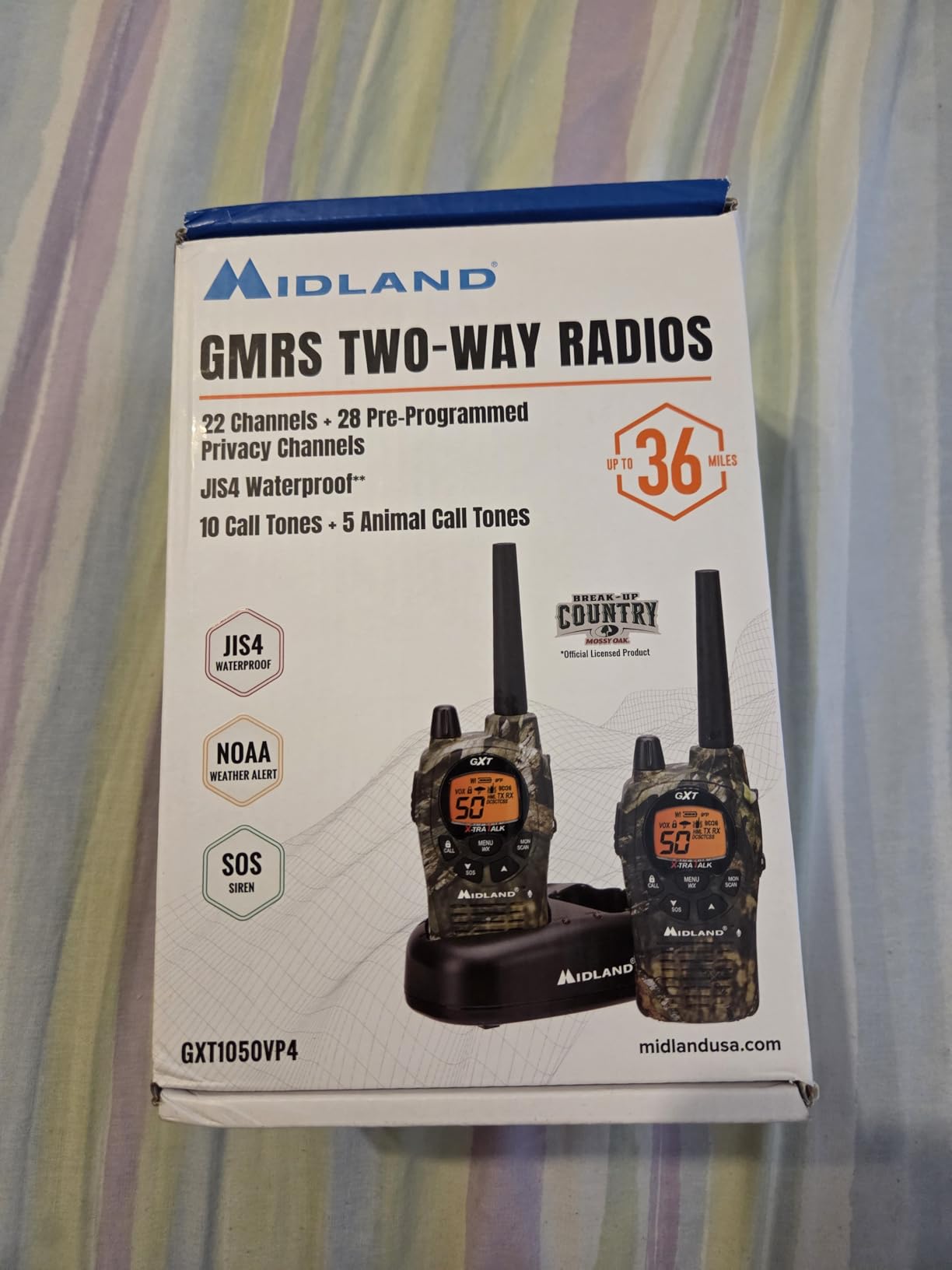 Midland GXT1000X3VP4 GMRS Two-Way Radio (50-Channel, Long Range, 142 Privacy Codes, SOS, NOAA, Rechargeable Nickle Battery, Black/Silver, 3-Pack) customer photo 2