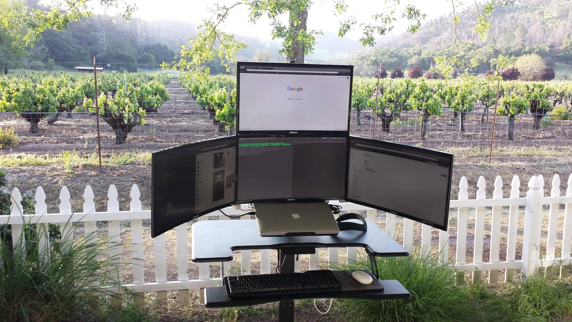 VIVO Black Electric Mobile Height Adjustable 36 inch Dual Platform Standing Desk with Wheels, Rolling Small Space Table, Sit Stand Workstation, DESK-V111VT customer photo 1