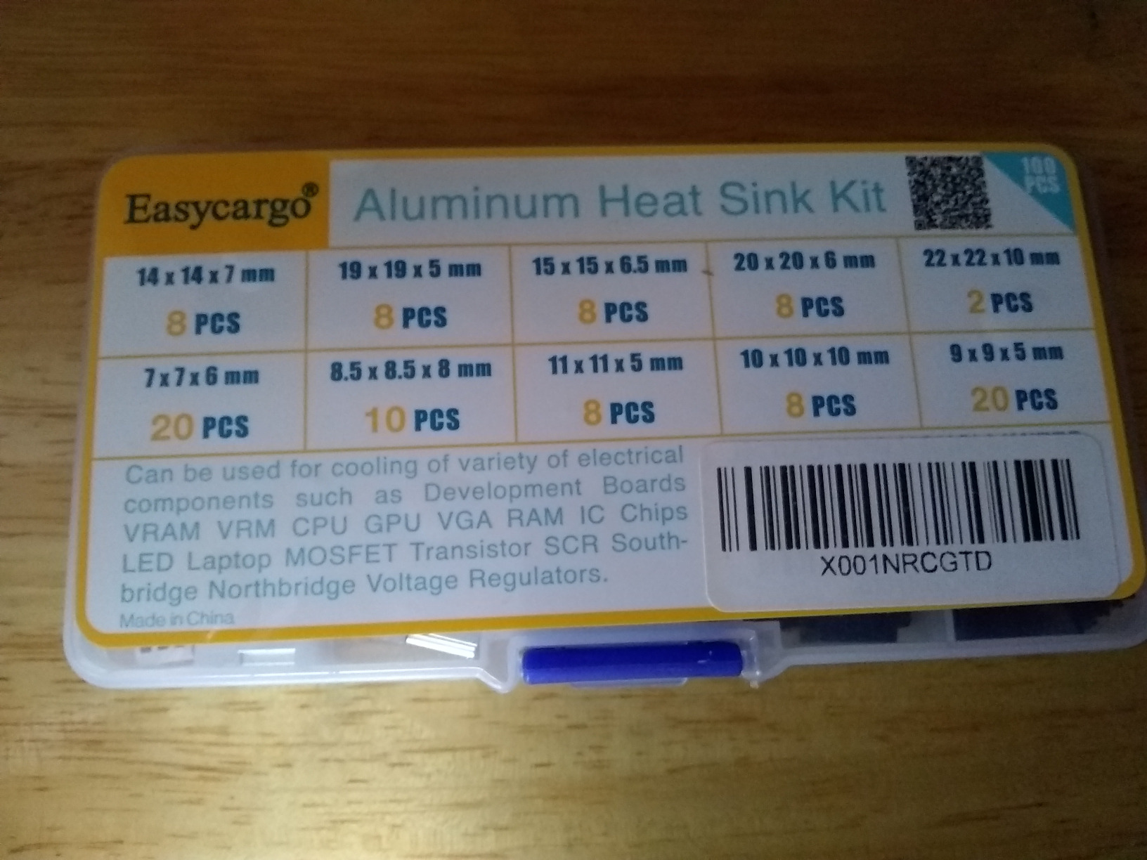 Easycargo 100pcs Heatsink Assortment Kit Small Cooler Aluminum Heatsink Set for Cooling PC Laptop PS5 M.2 CPU GPU VGA RAM VRAM VRM IC LED MOSFET Transistor Voltage Regulator (Preapplied Thermal Tape) customer photo 1