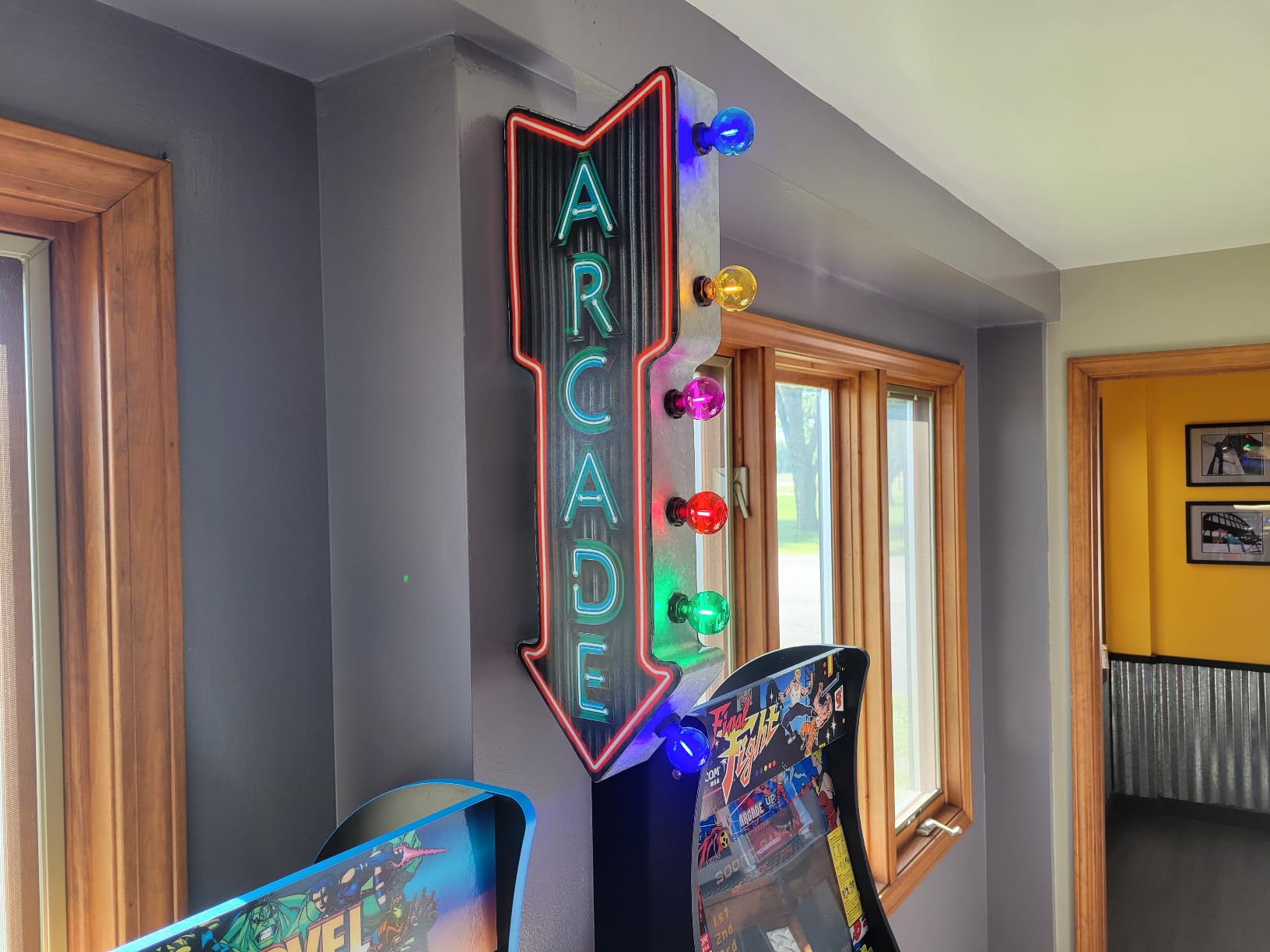 Game Room Double-Sided Marquee Sign With Vintage Print And LED Bulbs Retro Inspired Decor For The Home (25