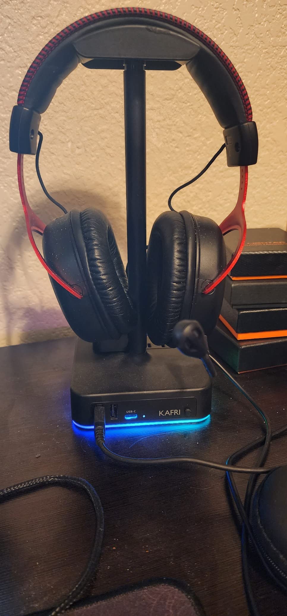 KAFRI RGB Headphone Stand with USB A&C Charger Desk Gaming Headset Holder Hanger Rack with 3 USB Charging Port and 2 Outlet - Suitable for Gamer Desktop Table Game Earphone Accessories Boyfriend Gifts customer photo 1