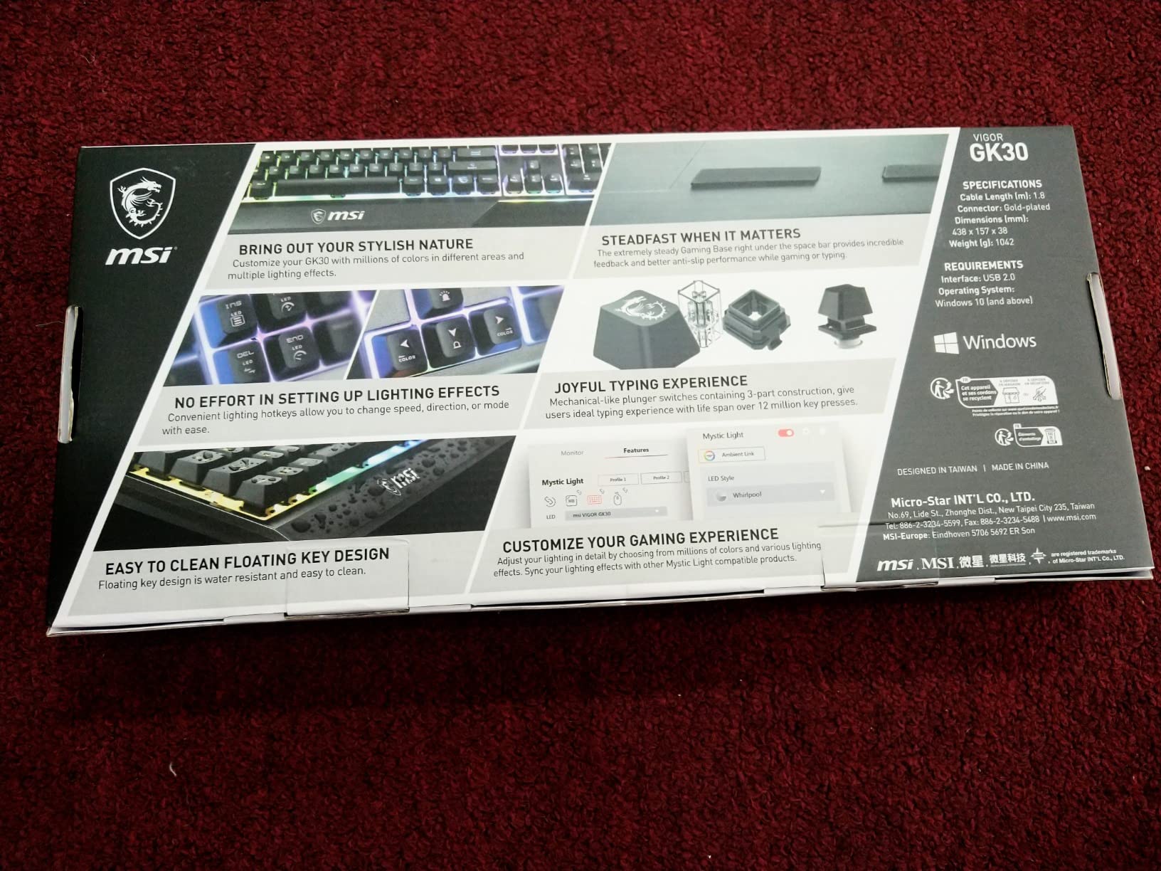 MSI Vigor GK30 RGB Gaming Keyboard, 6-Zone RGB Lighting, Water Repellent & Splash-Proof, Mechanical-Like Plunger Switches customer photo 2