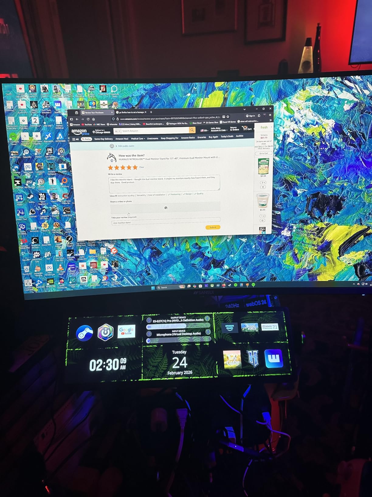 HUANUO Dual Monitor Stand for 13-40 inch, Premium Dual Monitor Mount with USB, Height Adjustable Monitor Stand for 2 Monitors, VESA Mount with Clamp and Grommet Base, Holds 26.4lbs per Arm, HNDS7 customer photo 1